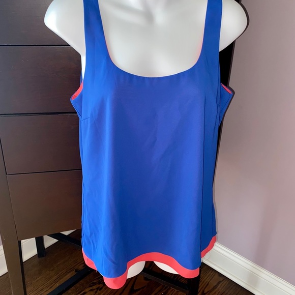 Kenar Two-Toned Blue/Coral Flowy Layered Tank, EUC M - Picture 2 of 6